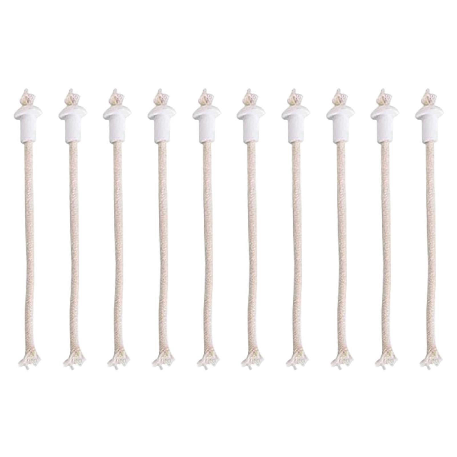 Multipurpose Cotton Cord Wicks and Ceramics Holders Set for Alcohols Oil Lamp for Lab Experiments and Camping 10 Pack