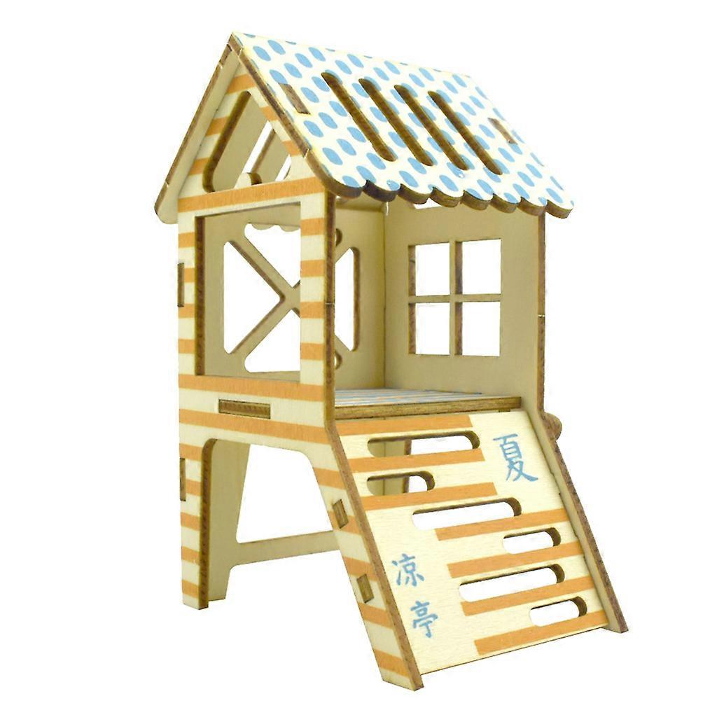 Hamster Hideout Wooden Hut Gerbils Mice Lemmings Multi-Room Hideouts Pet Mouse Rat Gerbil Climbing Ladder Platform House