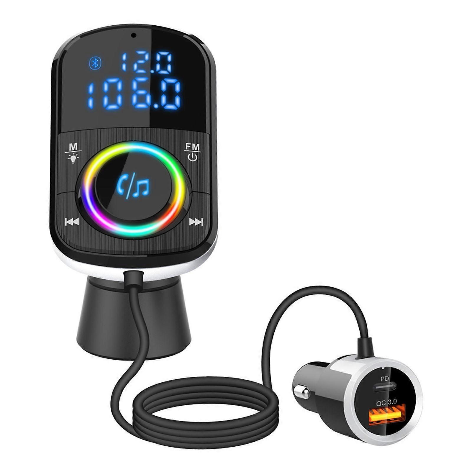 Bluetooth-compatible 5.0 FM Transmitter Handsfree Car Radio Modulator MP3 Player Dual USB Quick Charge Adapter for Car