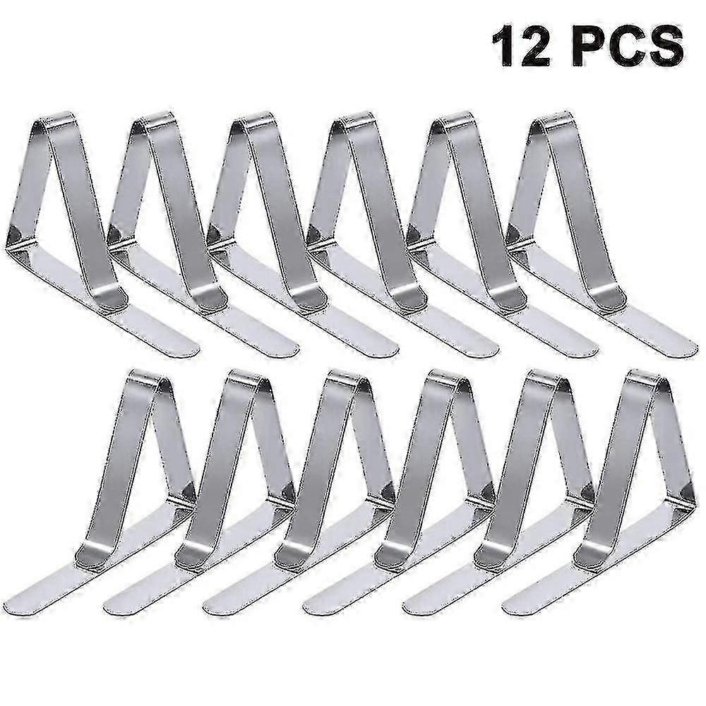 Pinces de nappe 12 Packs Pique-nique Pinces de table Flexible Acier inoxydable