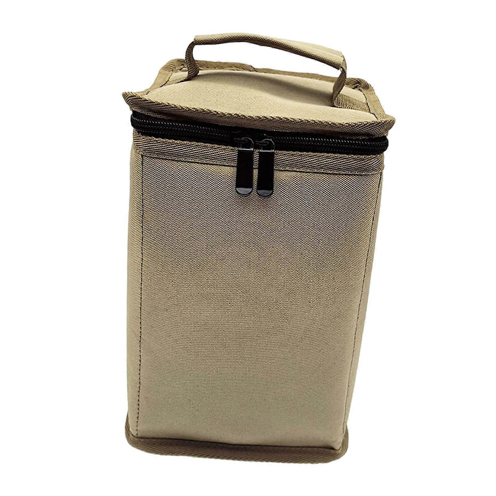 Gas Cartridge Carry Bag, Large Capacity Gas Tank Storage, With Handle And Lid, Khaki, For Camping Cookware And Utensils