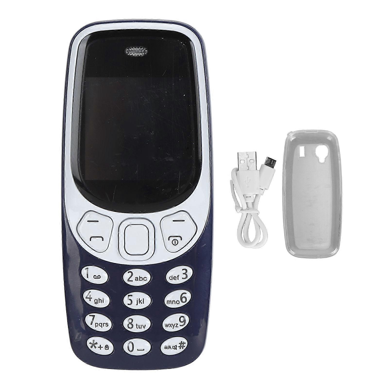 Mini 3 in 1 Mobile Phone Hands-free Bluetooth Low Radiation 3 SIM Card GSM Unlocked Blue & White
