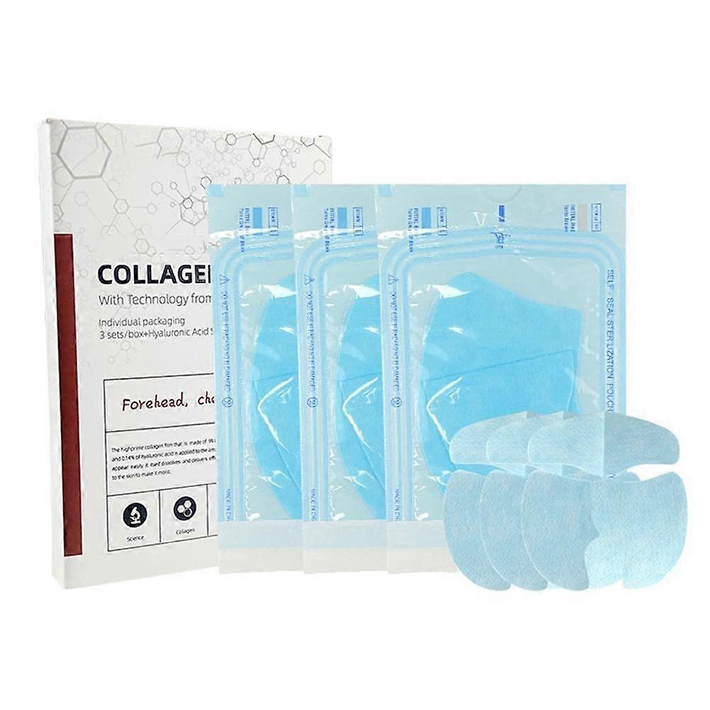 3 sets (A)$ Hydrolyzed collagen filler sheet soluble mask dissolves in water forehead
