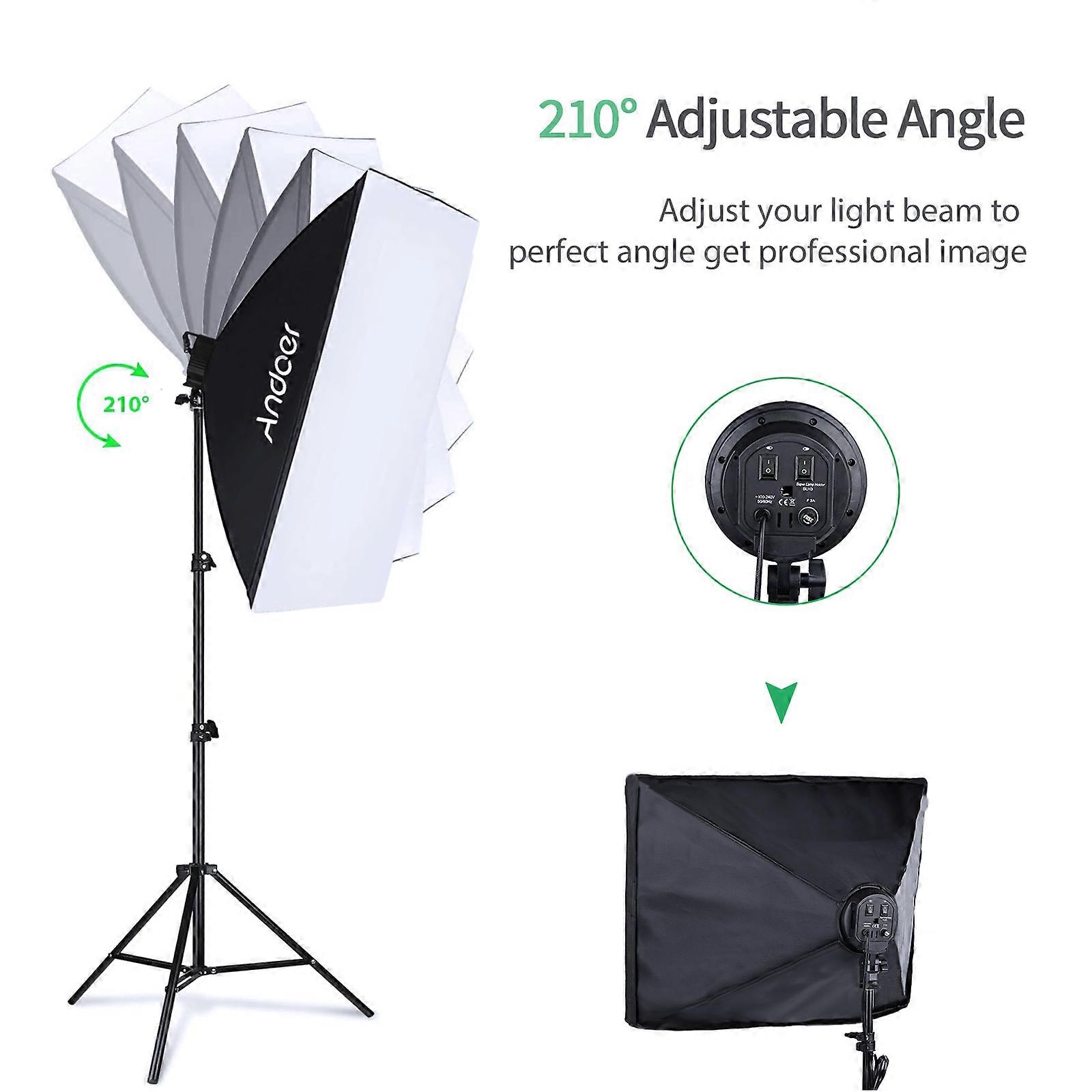 Andoer Photography Kit - 1.8x2.8M Backdrop, Softboxes, 135W Bulbs & Adjustable Stands