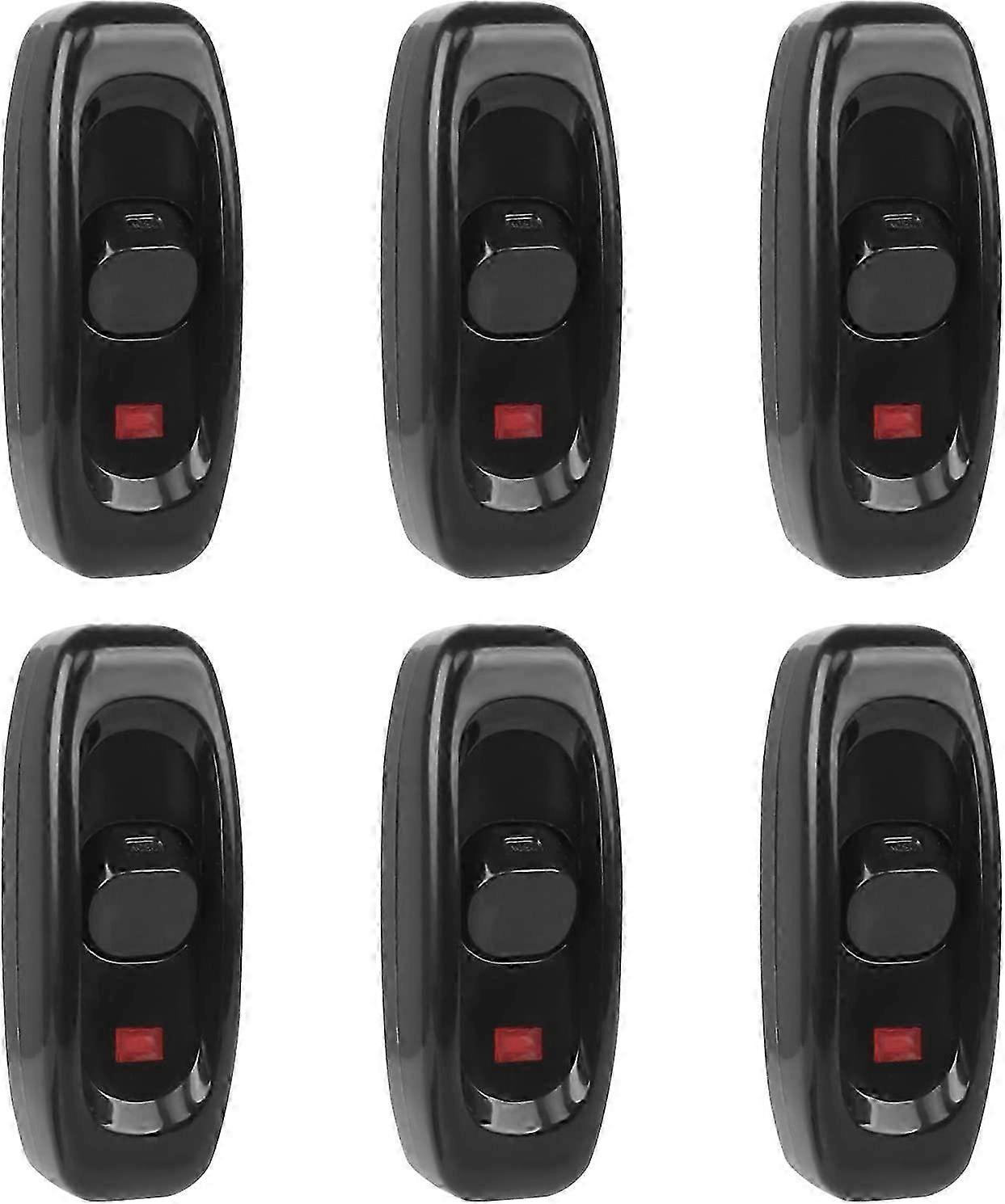 6pcs lamp switch, toggle switch 250v 10a line cord rocker switch intermediate switch with led indi p