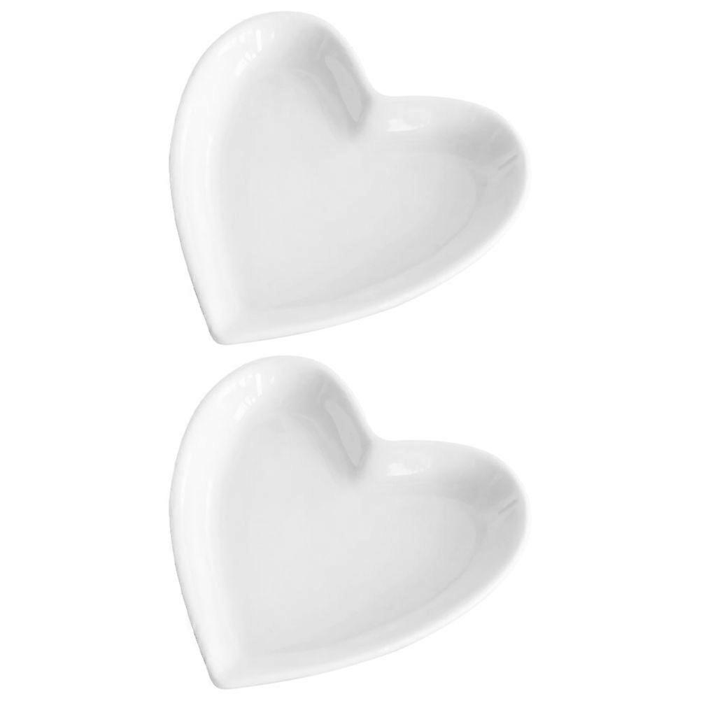 2Pcs Heart Shaped Plate Ceramic Plate Snack Tray Fruit Serving Tray Ceramic Tray