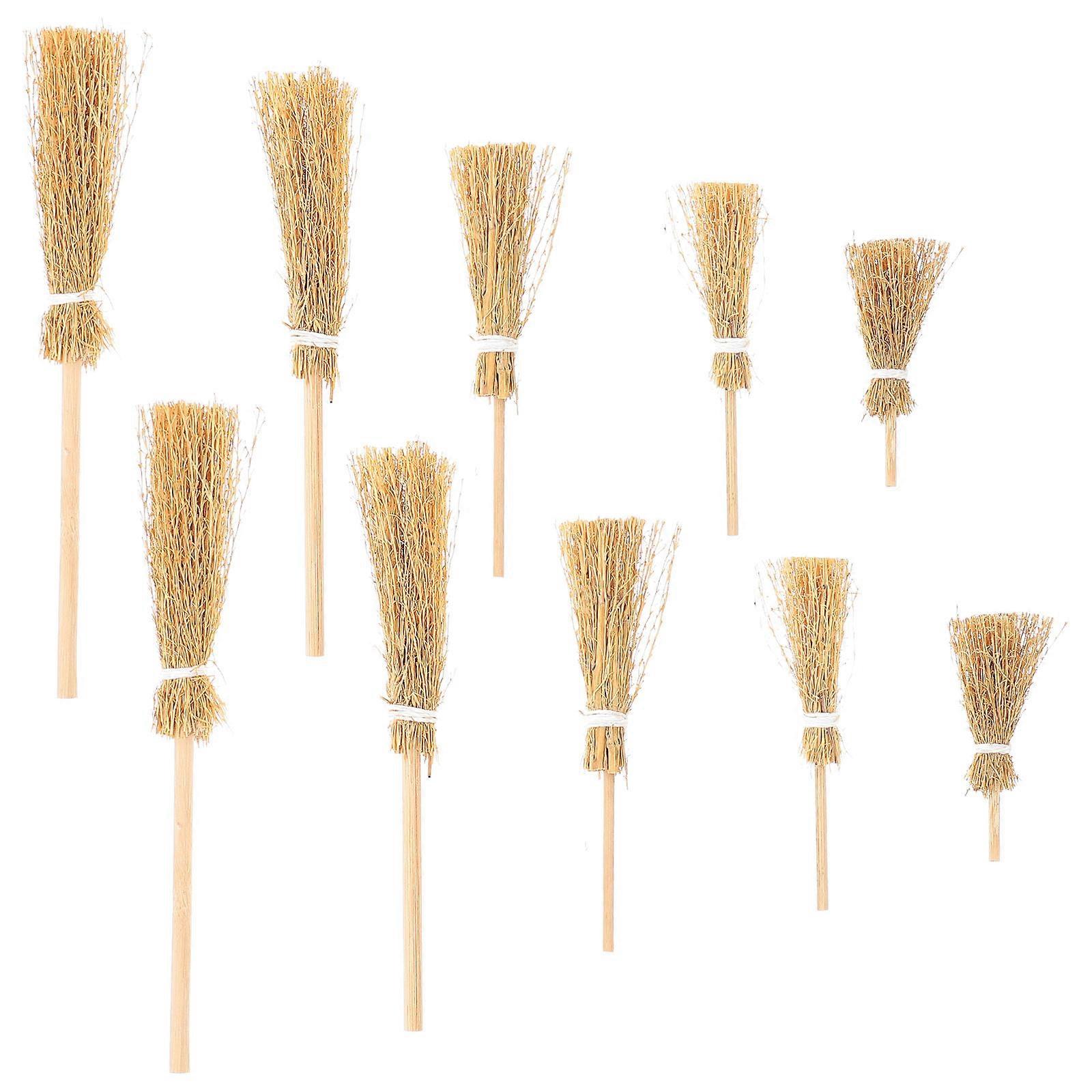 Mini Simulation Broom Mini Broom Adornments Synthetic Material Realistic and Lifelike Table Decor 10Pcs