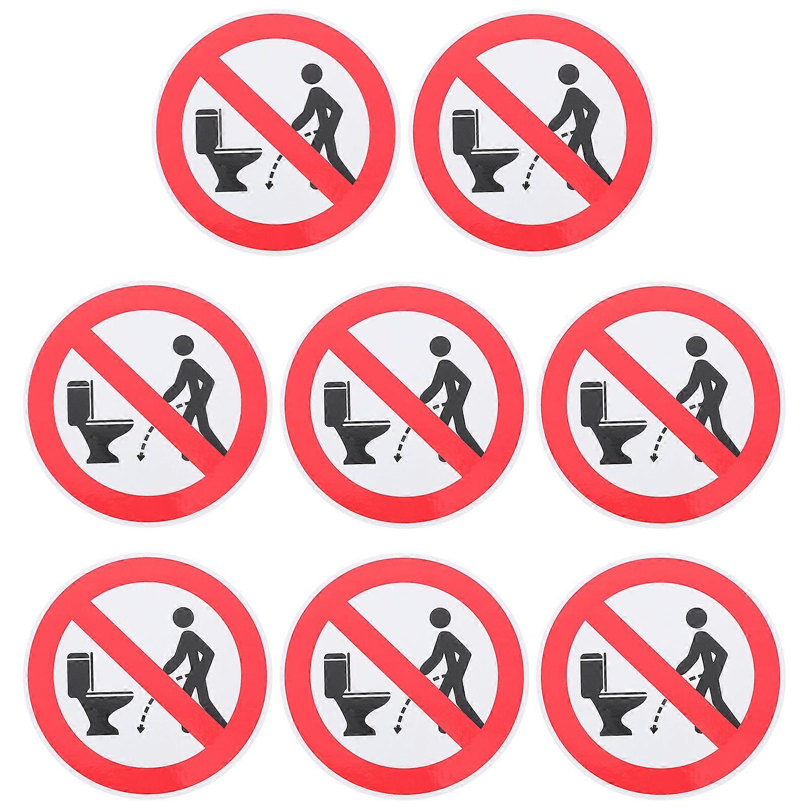 Restroom Sign Proper Toilet Use Red 12.00X12.00X0.10CM Square Bathroom Urinal 8Pcs