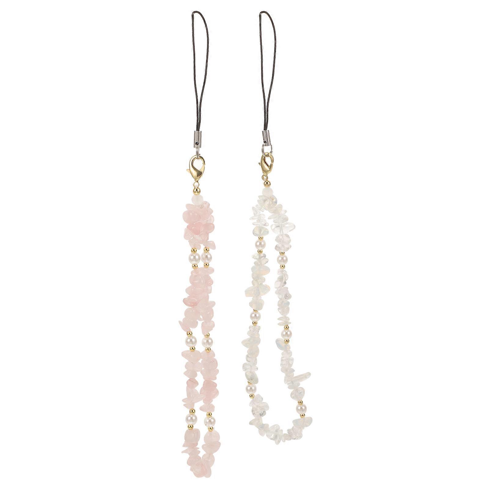 Beaded Phone Lanyard Mobile Phone Lanyard Beaded Phone Charm Hanger Assorted Color 2Pcs