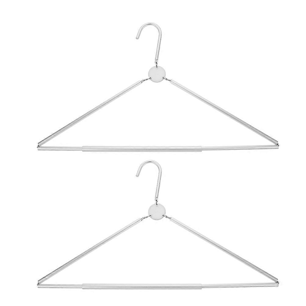 Portable Clothes Hanger Foldable Garment Travel Space Saving Silver 40.50X23.00X1.20CM Adjustable Angles 2Pcs