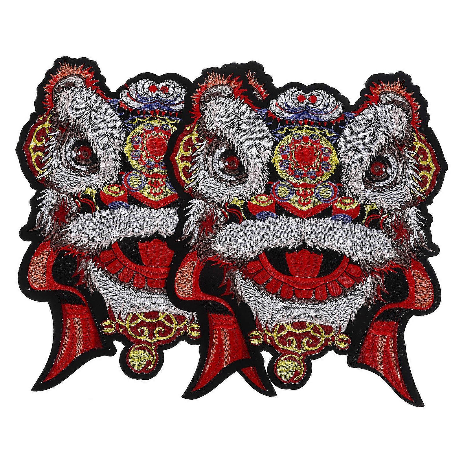 Cool Iron On Patches Dancing Lion Multi Use Clothing Repairing Patches 26.00X21.80X0.10cm Decorate 2Pcs