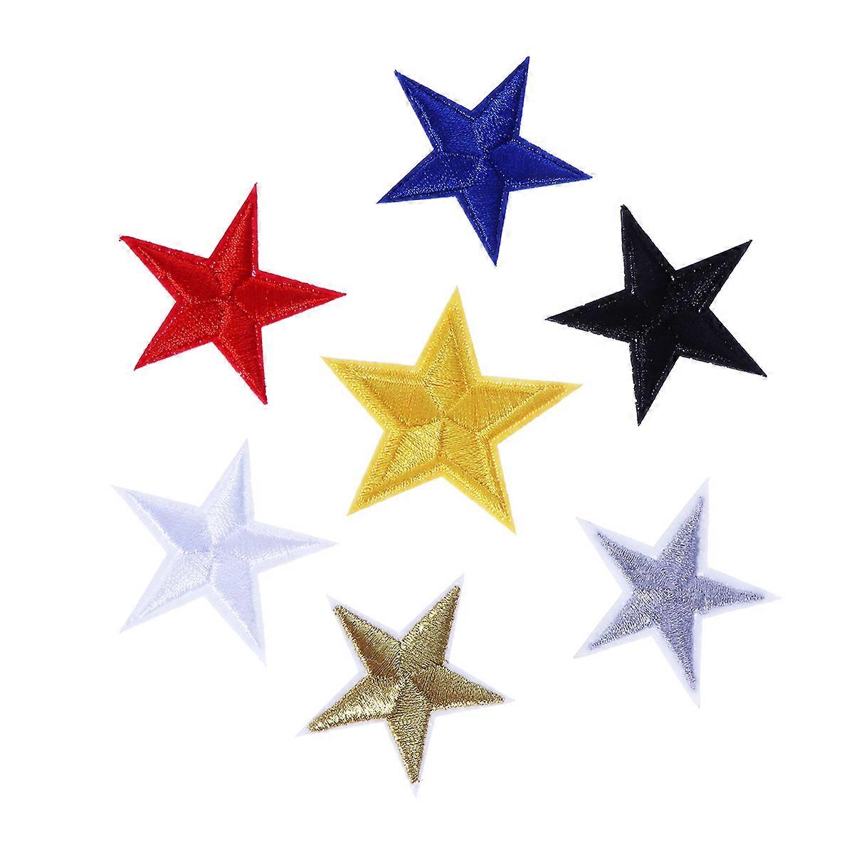Patch Badge Star Embroidery Patch for Diy Craft Projects Polyester Blue 10Pcs