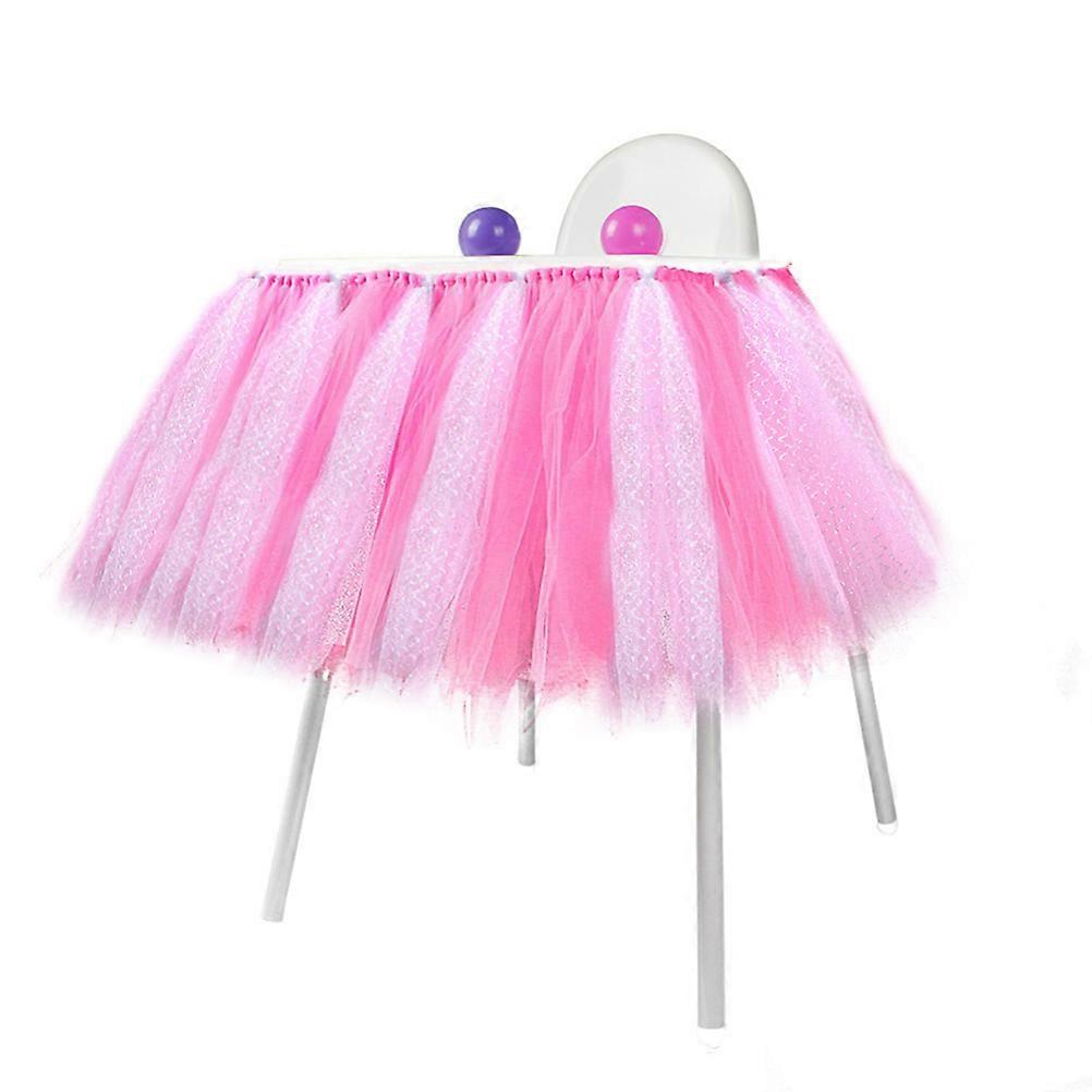 Tulle Tutu Table Skirt Ruffled Style for Party Decoration Pink 1Pack