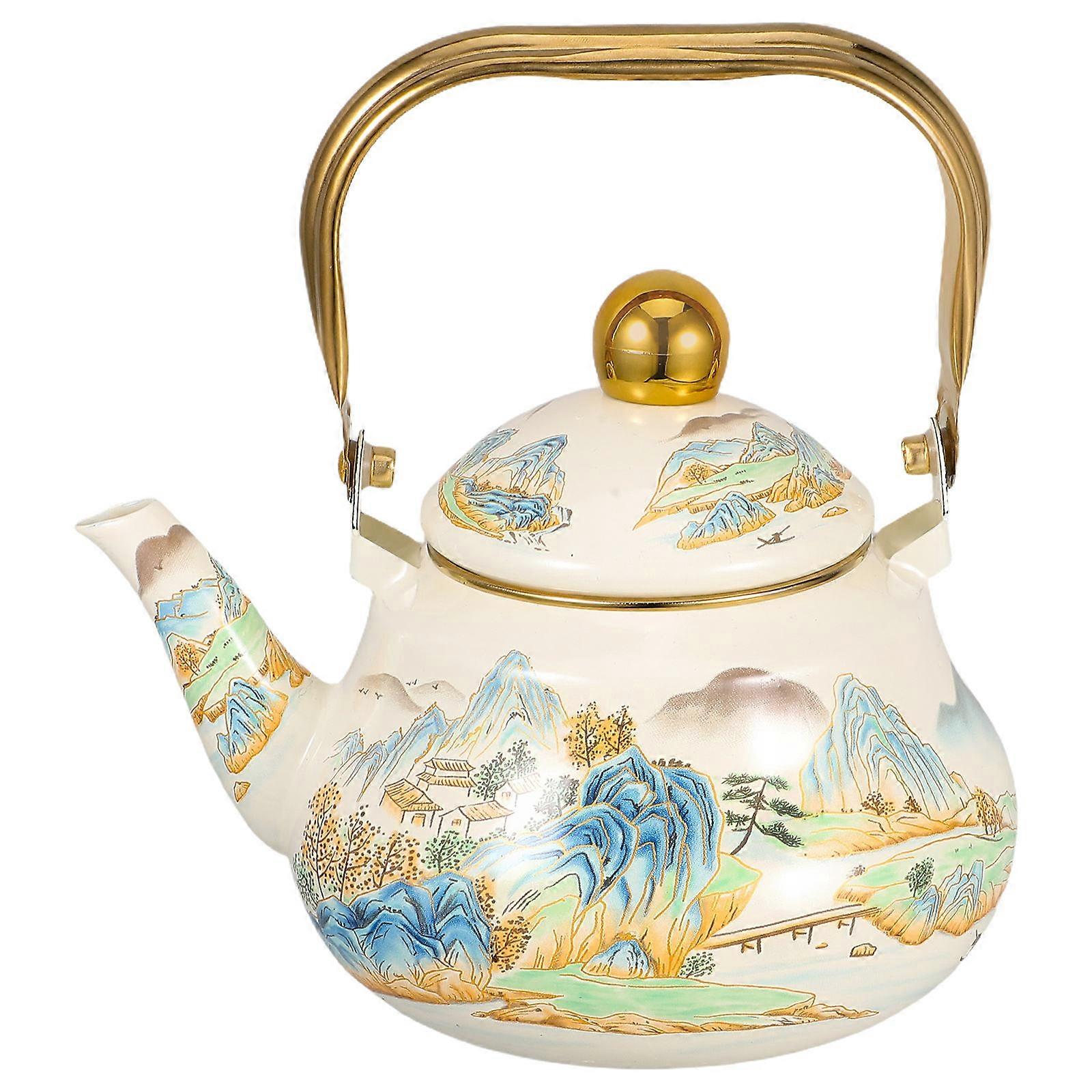 Kitchen Teapot Enamel Teapot Assorted Color For Office Use Boiling Water 1Pack