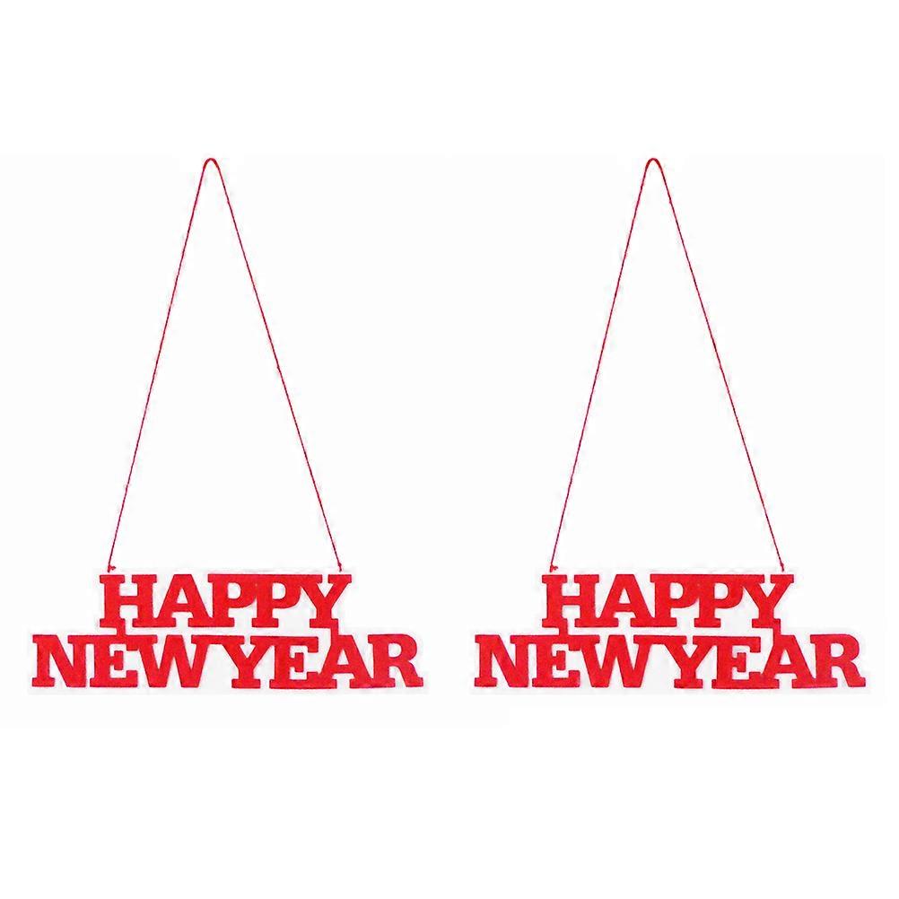 Happy New Year Party Set Red Hanging Decorations 37x11.6cm 2Pcs