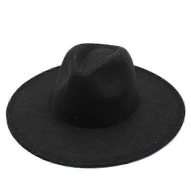 Sıcak Kış Klasik Geniş Brim Fedora Şapka Siyah Beyaz Yün Şapka erkekler Kadınlar Ezilebilir Kış Şapkası