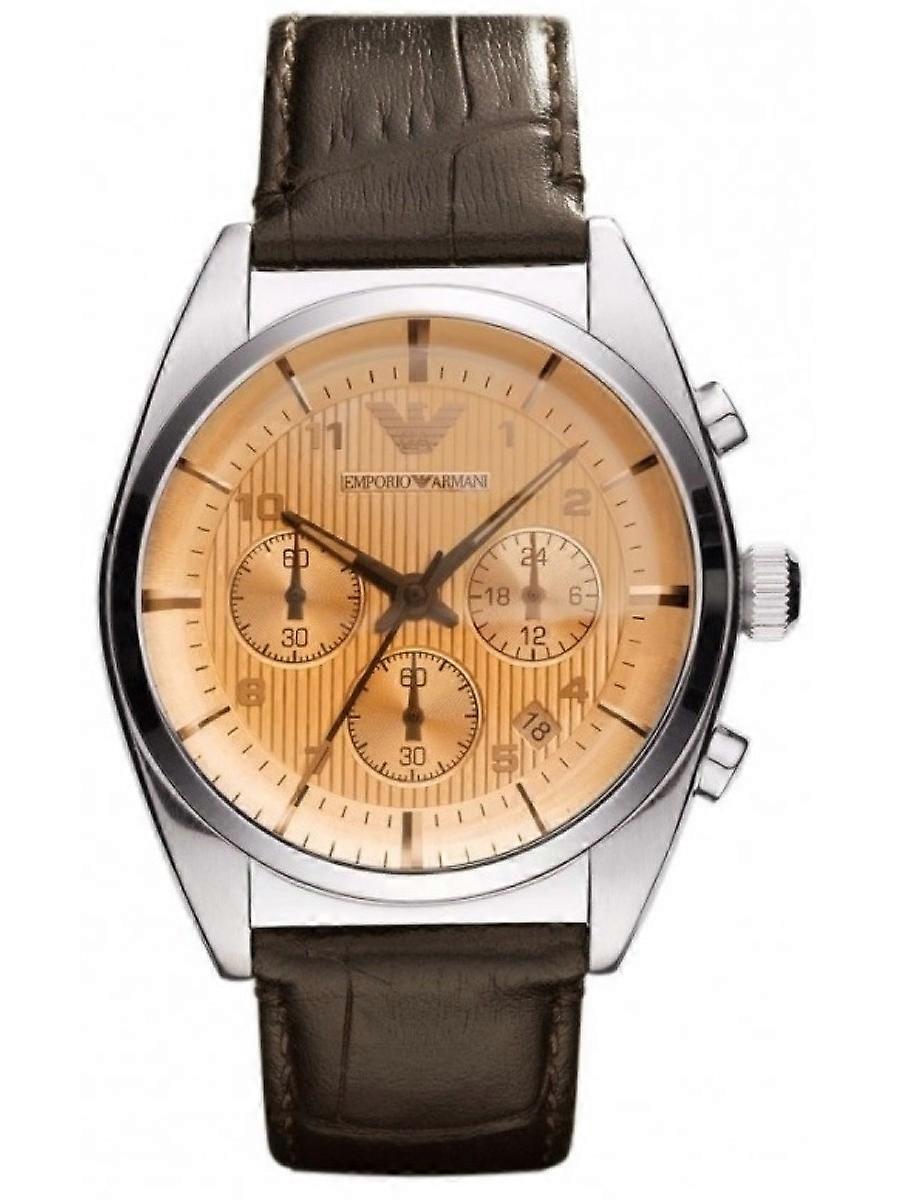 Emporio Armani Brun Äkta Läder AR0395 Herrklocka