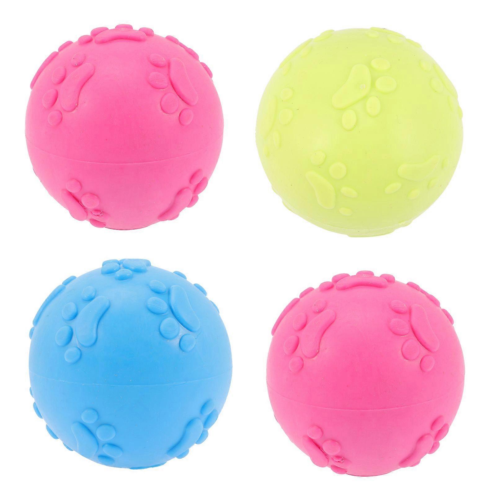 4Pcs Pet Dog Balls Toy Squeaky Cleaning Teeth Dog Toys for Aggressive Chewers