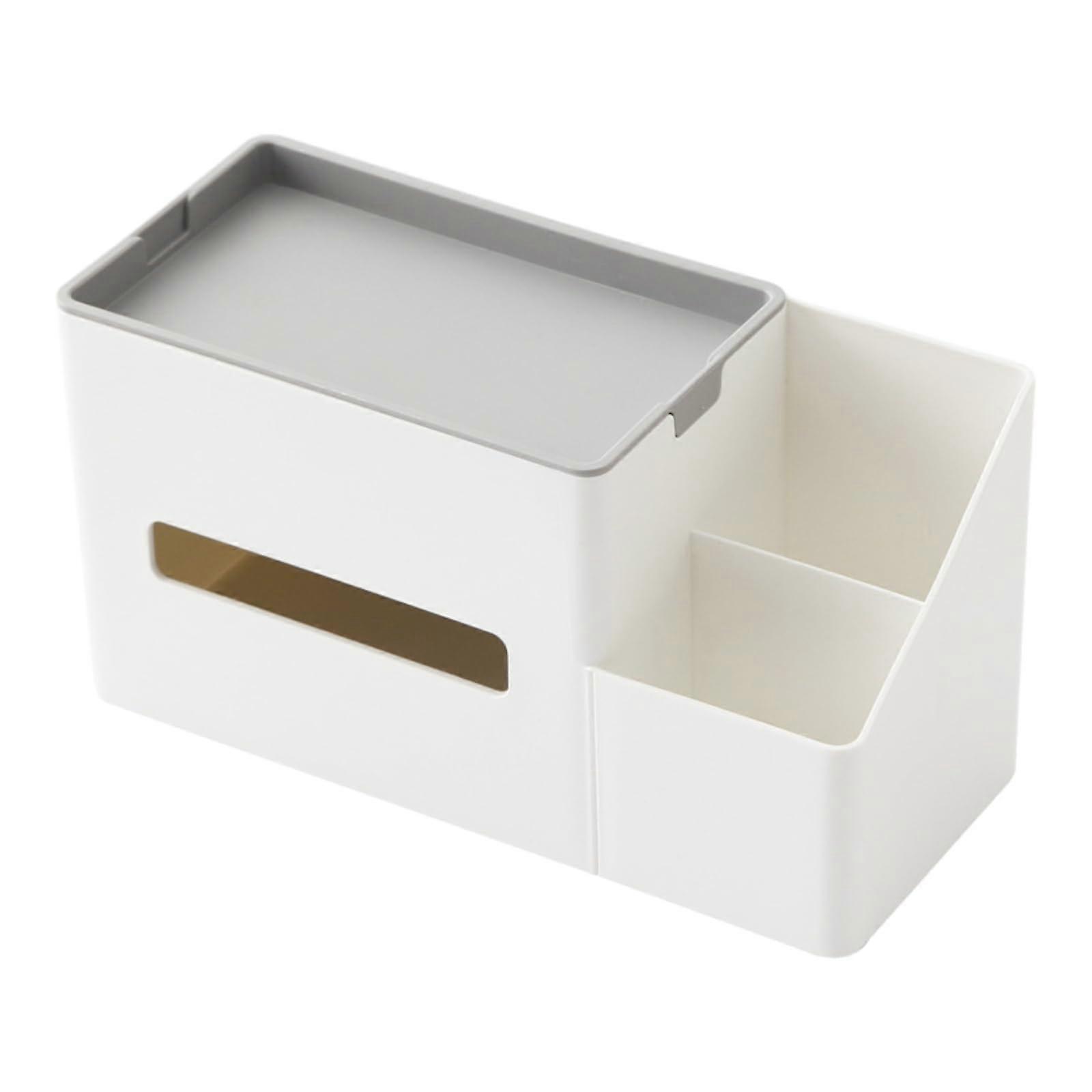 Tissue Box Paper Box with Dustproof Grey Cover, Multifunctional Desktop Storage for Living Room and Coffee Table