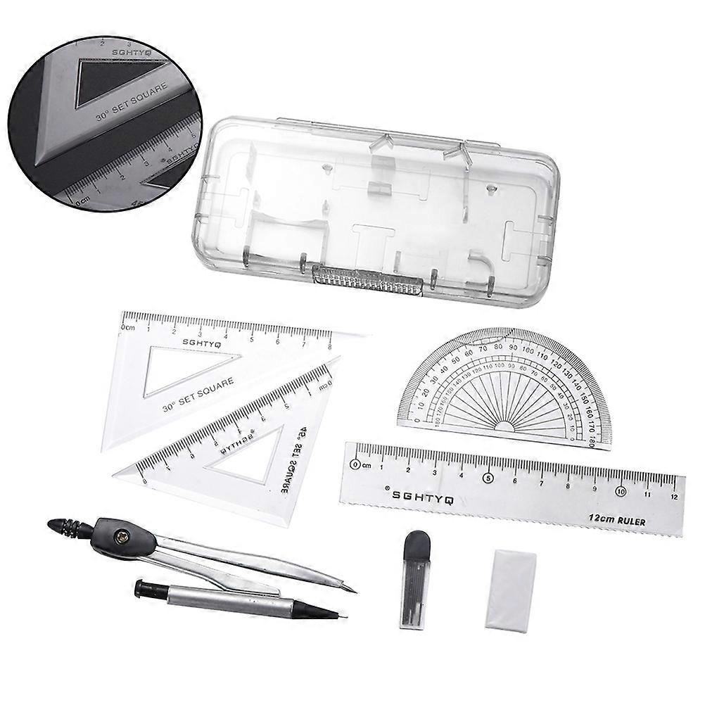 School Stationary Set Graduated Ruler And Compass Architecture Compass Ruler For Students Geometry Sets 12Pcs