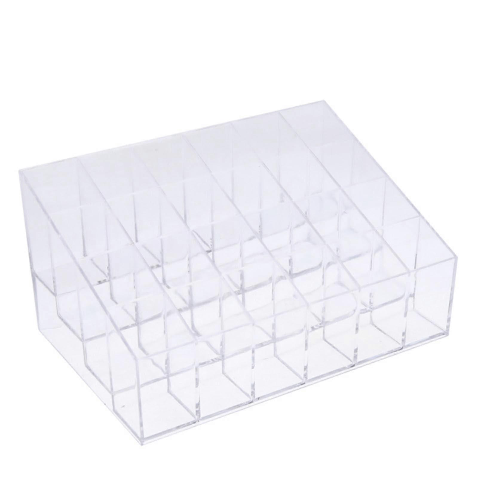Wardrobe Transparent 24 Grid Lipstick Organizer, Display Case, Stand (Clear)