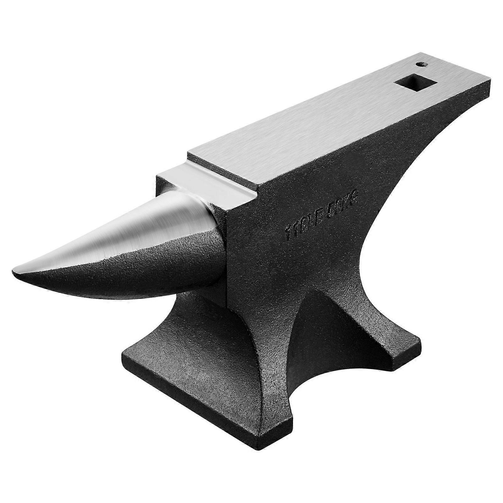 Single Horn Anvil, 110lbs Cast Steel Anvil, High Hardness Rugged Round Horn Anvil for Blacksmiths, with Large Countertop and Stable Base