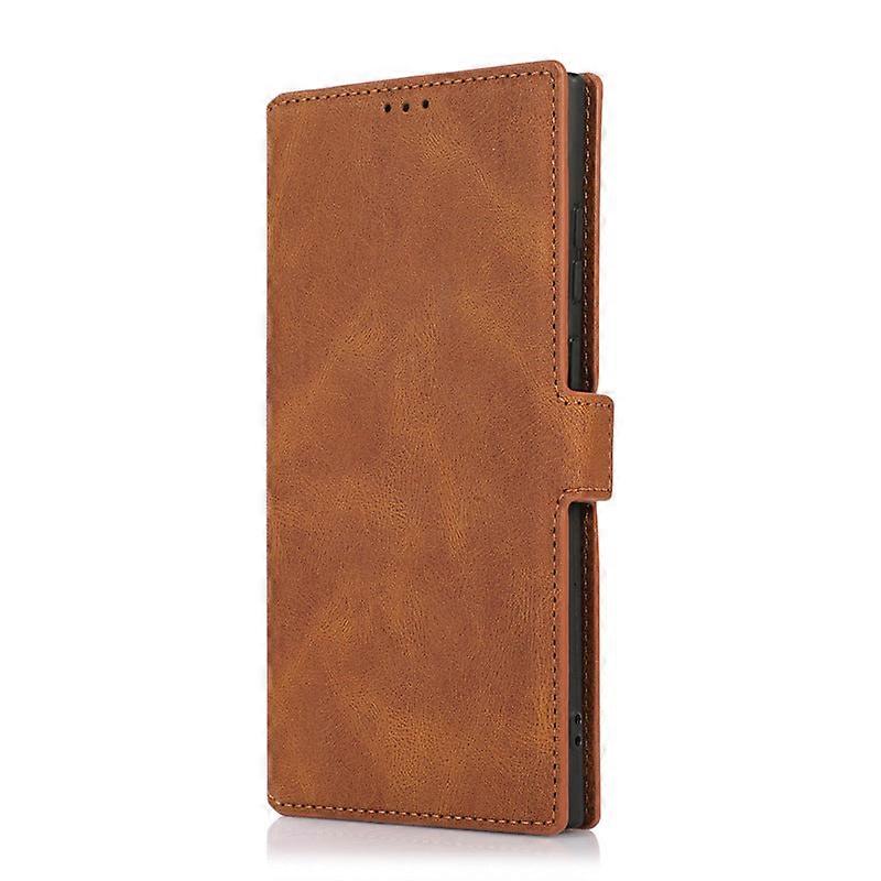 Case For Iphone 13pro Brown-side Buckle Retro Leather Side Solid Color No4175