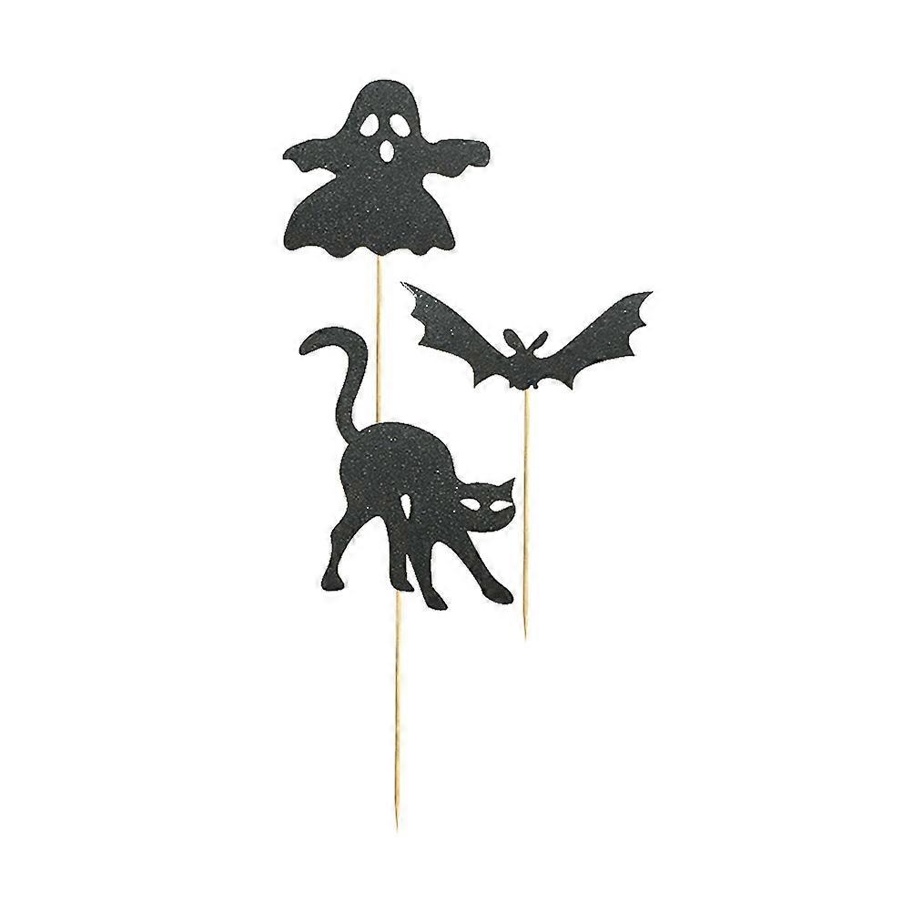 Cake Toppers Halloween Party Table Setting Pumpkin Bat Ghost Shapes Material 6Pcs