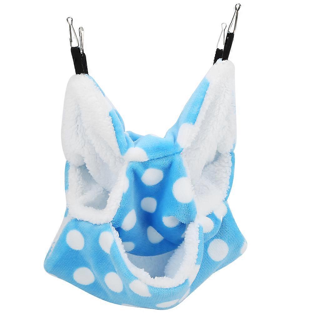 Blue Flannel Hamster Three Layers Warm Hammock Hanging Bed House for Small Pets Sugar Glider ChinchillaBlue