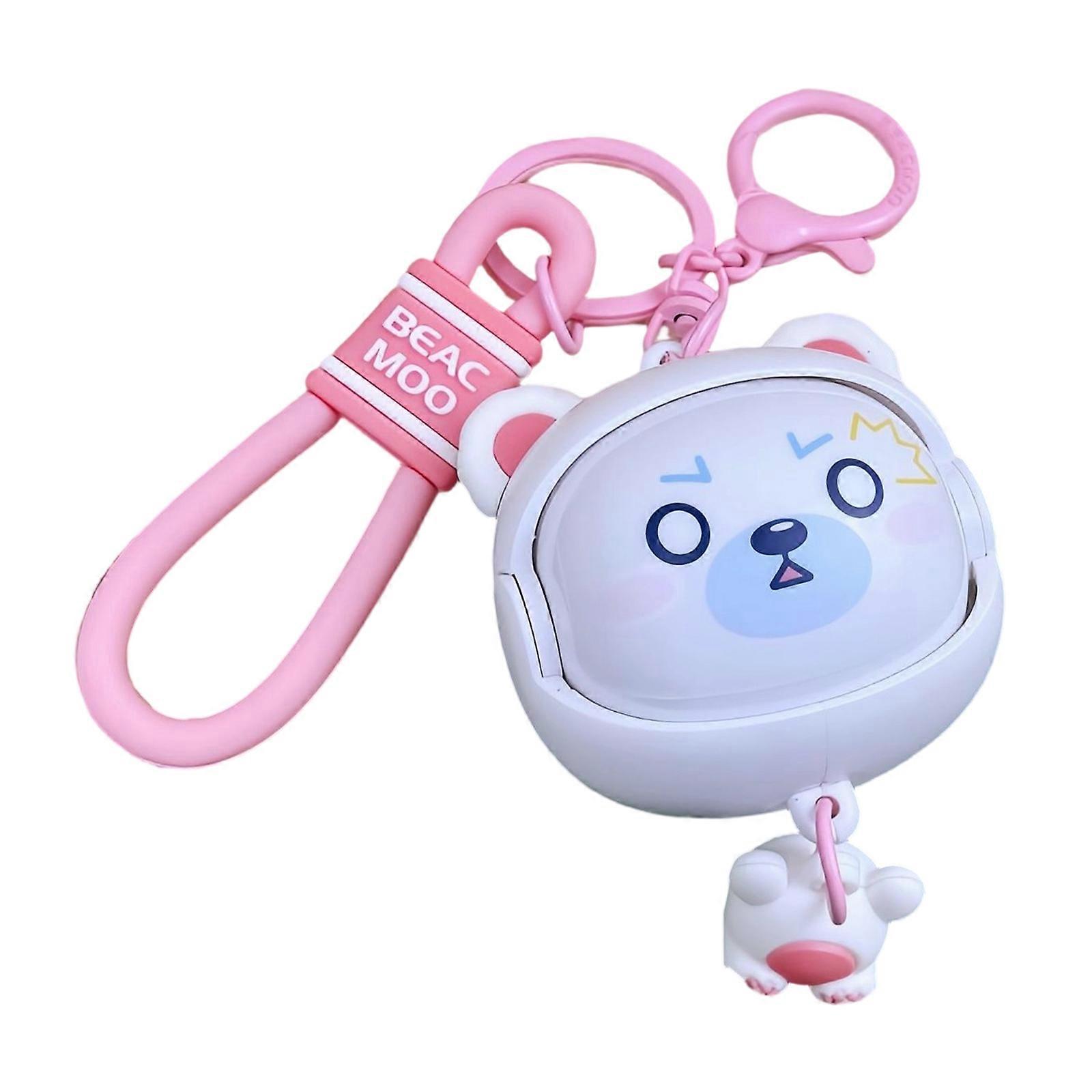 Artistic Rotating Panda Phone Strap Accessory Switchable Face Expression Practical Keychain Design Multiple Style Option  Pink