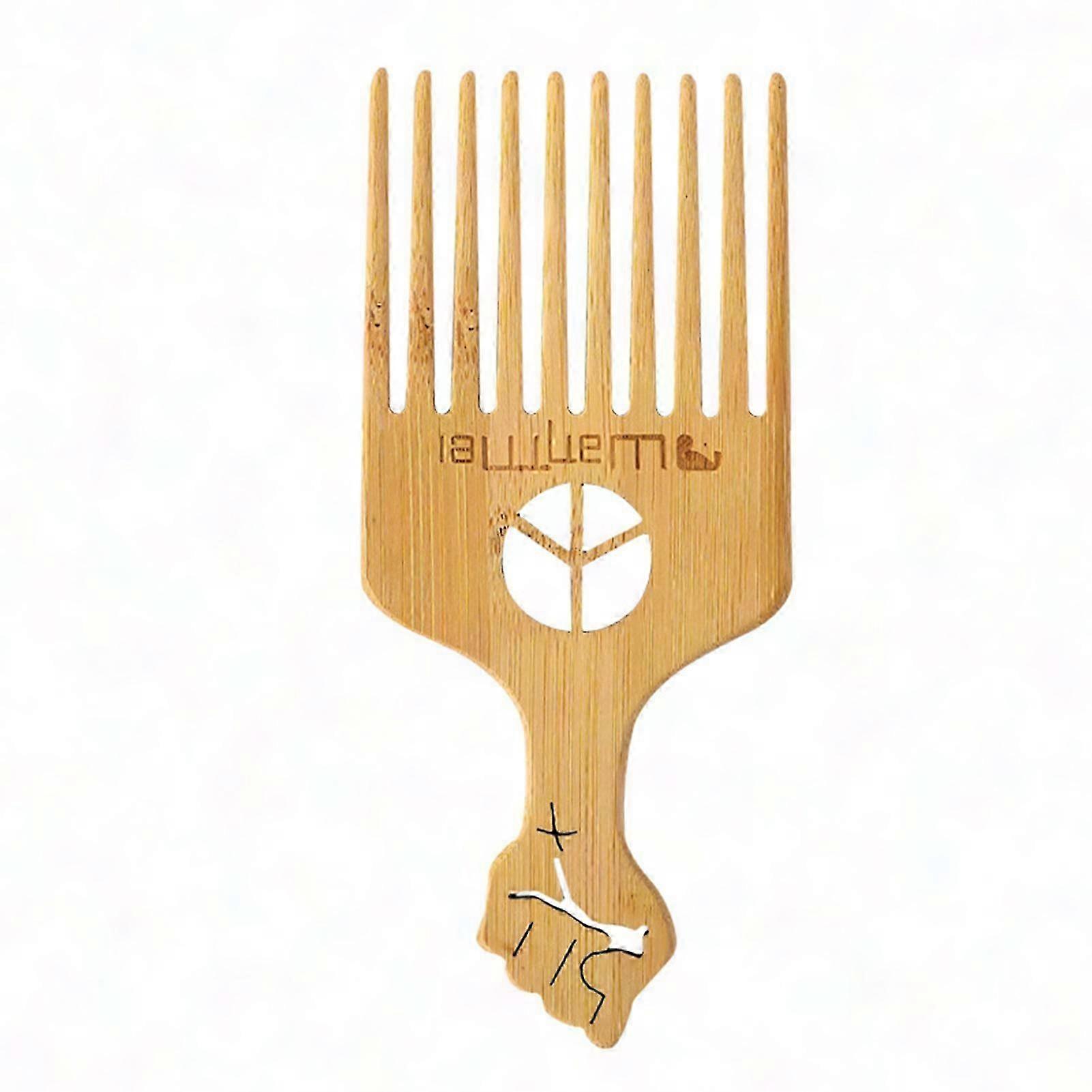 Anti-Static Bamboo Hair Comb for Men - Wide Tooth Beard Comb with Ergonomic Handle by JiKaiX