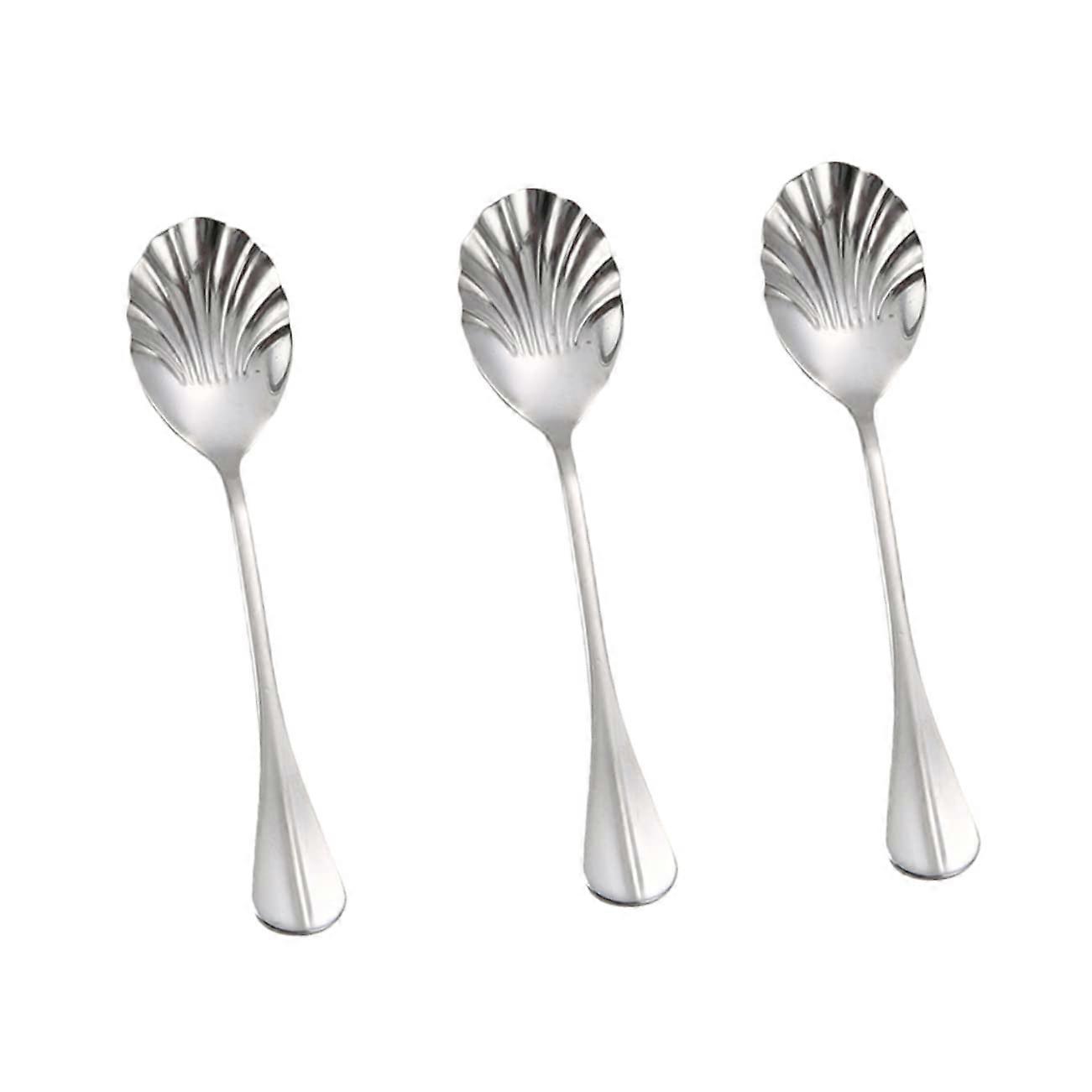 3 Piece Stainless Steel Cocktail Spoon Set for Mixing, Measuring, and Serving - Bar, Soup, Coffee, and Shell-Shaped Stirring Tools