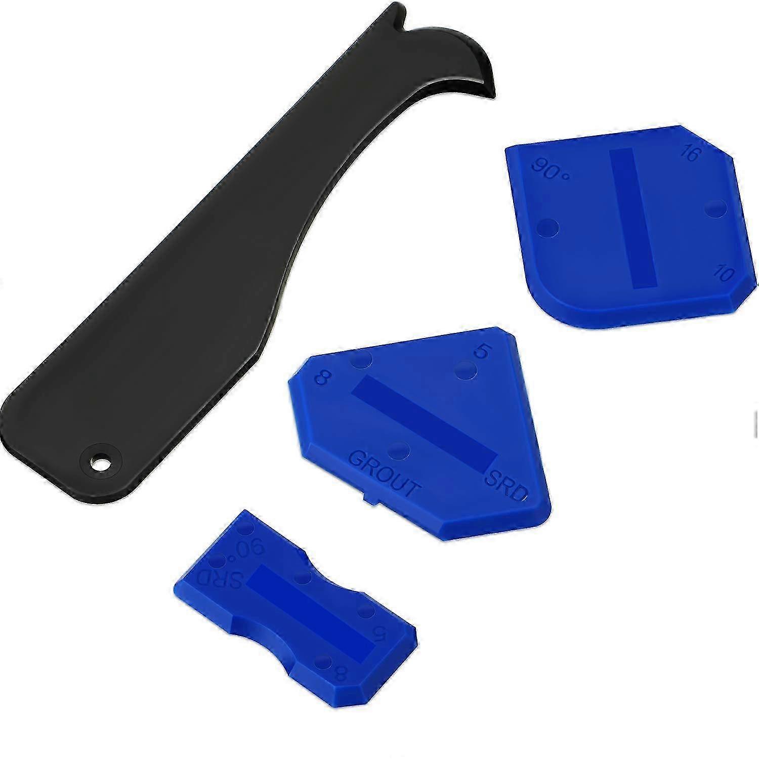 4 Pieces Silicone Caulking Tool Set for Bathroom, Kitchen, and Frames Sealant Seals (Black, Blue)