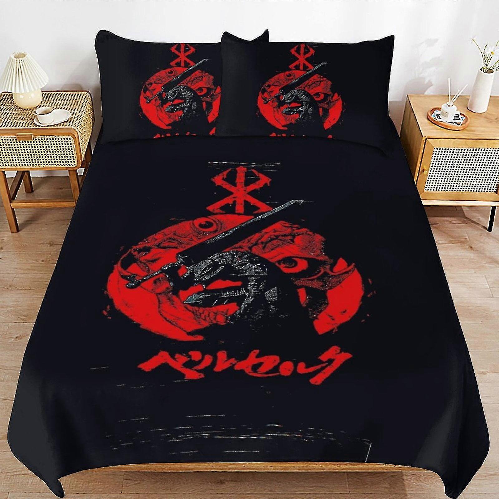 Anime-Inspired Bed Duvet Cover Microfiber Bedding Sets 3D Printed Lightweight 3 Piece Comforter Sets, 1 Duvet Cover And 2 Pillow Shams for K