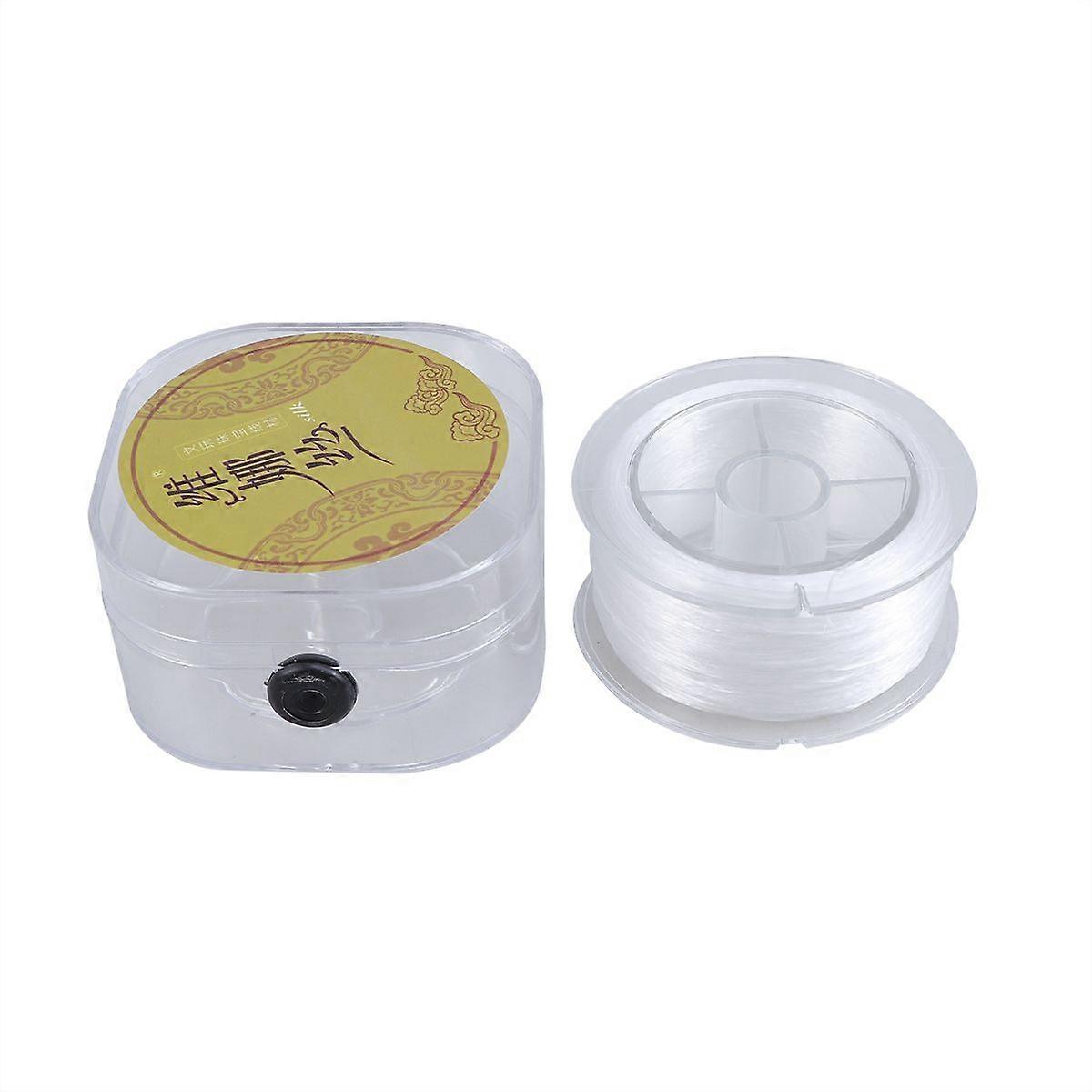 100 Meters Elastic Cord Clear Stretchy Bracelet Beading Flat Thread Stretch String Fabric Crafting Cord for Jewelry Making (White)