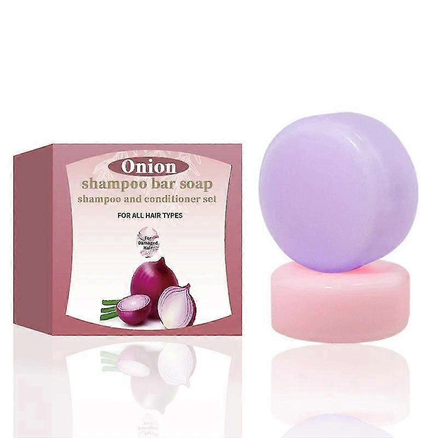 Savon solide à l’oignon, shampoing solide et après-shampoing, shampoing solide pour la croissance des cheveux à l’oignon pour des cheveux plus forts, plus épais, plus longs, contre la chute des cheveux