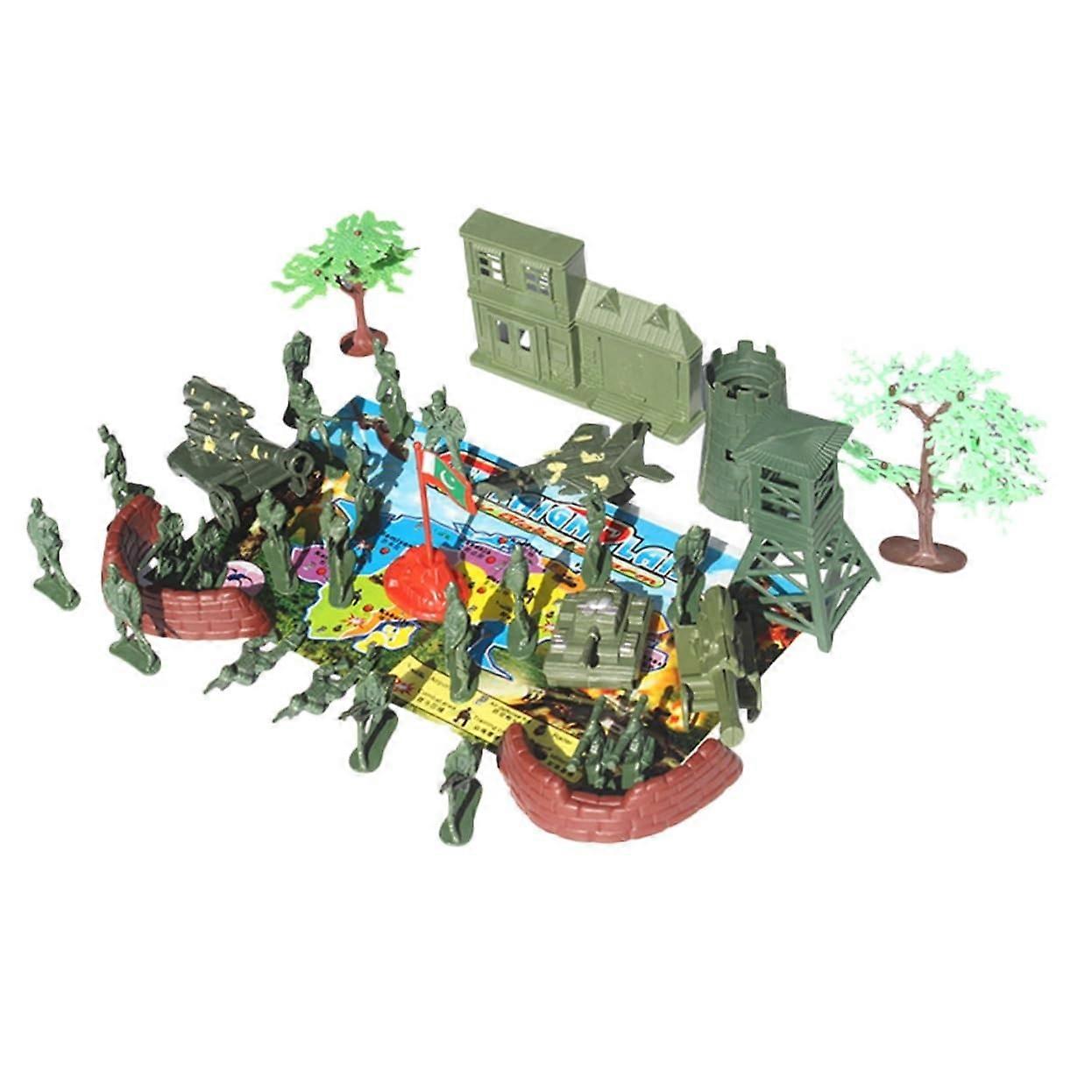 37-Piece Military Toy Set for Military Scene Simulation with Soldier Models, Vehicles, Buildings, and Accessories