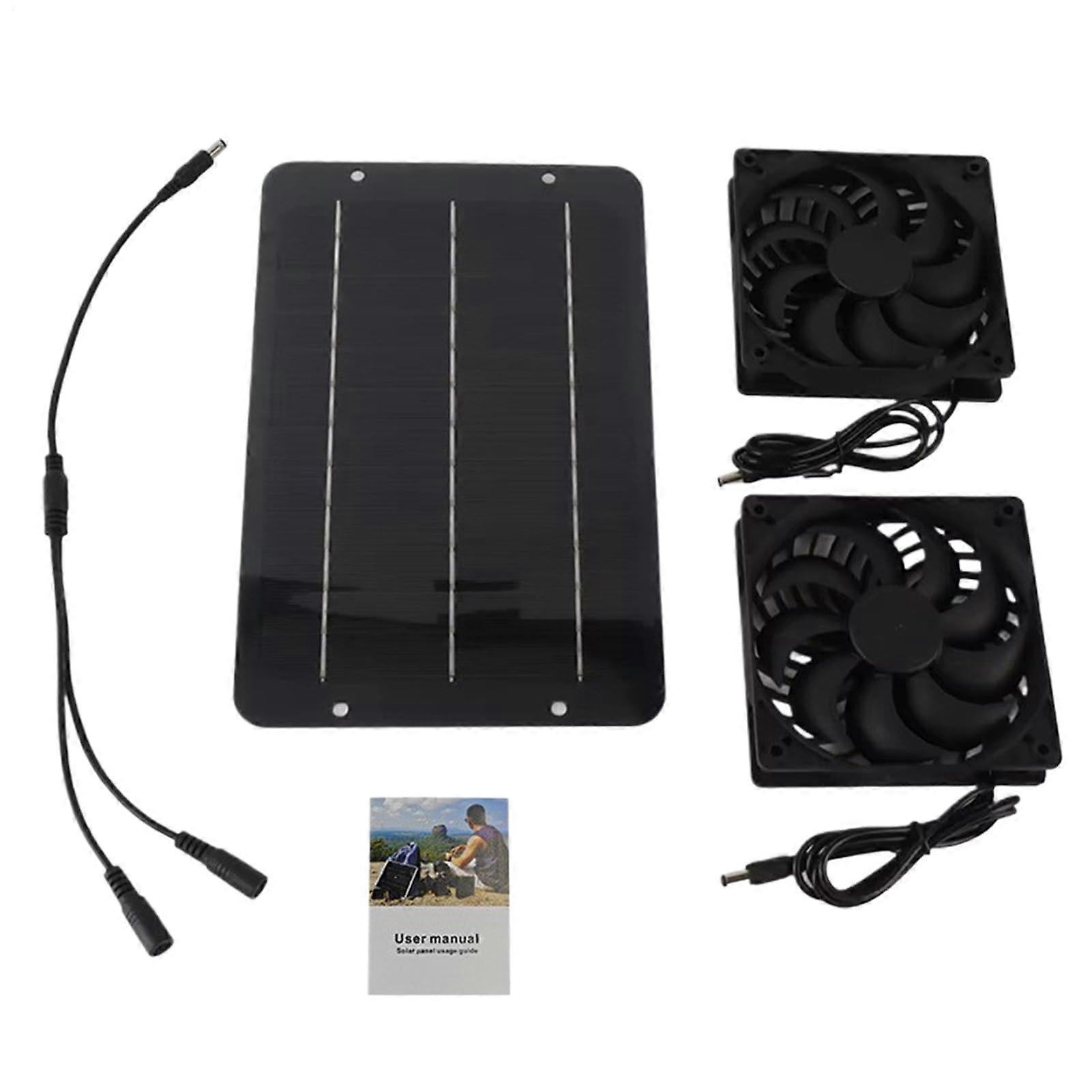 Solarpowered double fan Solarpowered fan for chicken coop Cooling fan easily with exhaust system for camping picnic