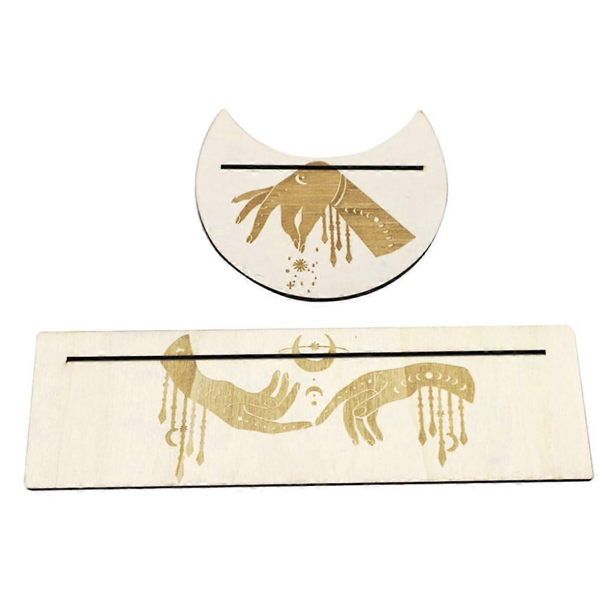 1Satz Wood Tarot Card Holder Handcrafted Presentation Stand Moon and Rectangle Shape Gloss Wood for Use for Altar and Decoration