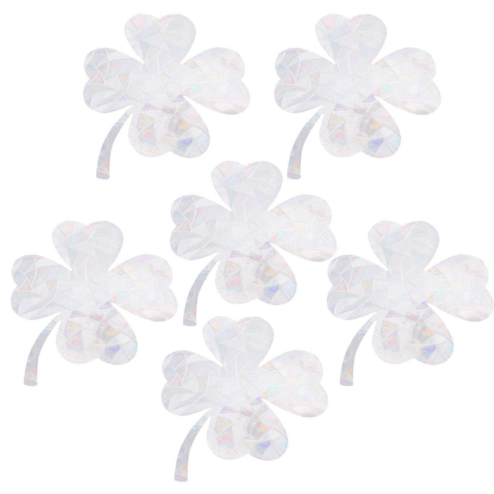 Sun Catchers Indoor Window Sticker Four Leaf Clover Anti Collision Bird Protection 6 Sheets Multi Colored For Home Decoration