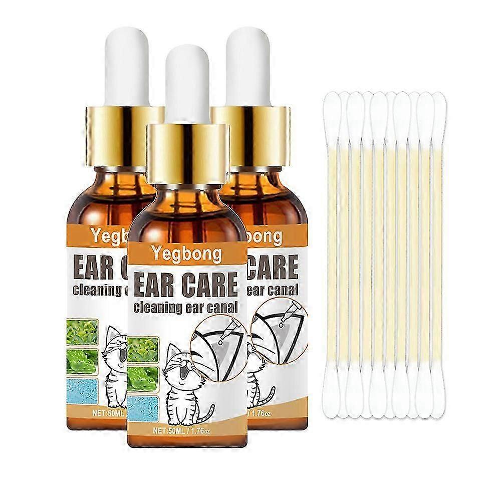 3 stk øredråper for kjæledyr hunder katter øremidd behandling infeksjon klar voksmidd