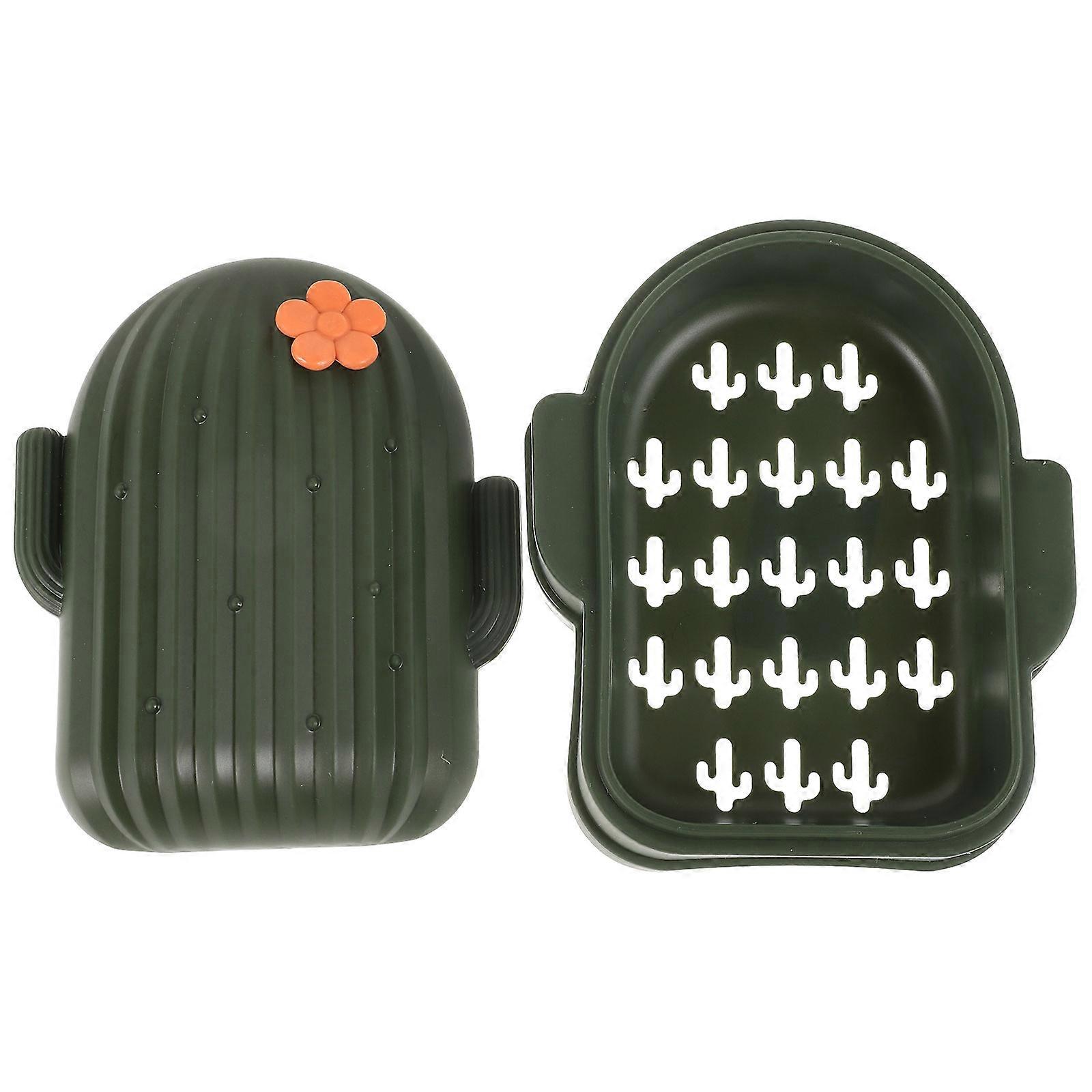 Cactus Soap Dish Plastic Soap Holder with Lid for Home Use