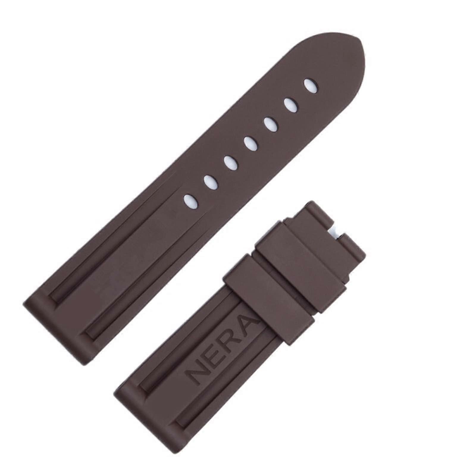Fluorocarbon rubber watch strap, 22 mm, 24 mm, for Panerai watch strap, brown, without buckle, 24 mm