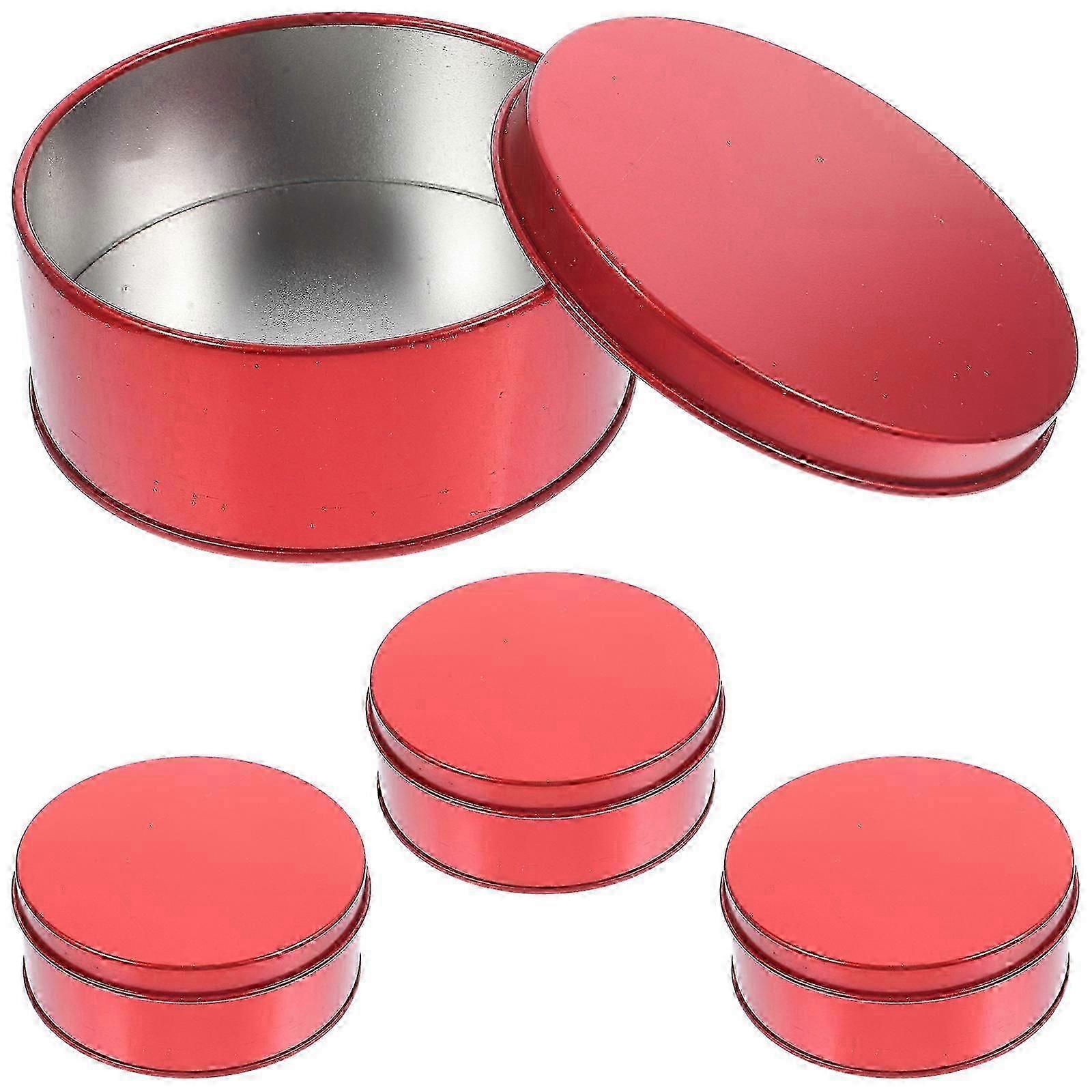 4Pcs Cookie Tins with Lids Round Cookie Tins Candy Boxes Party Cookie Boxes Gift Boxes hwy
