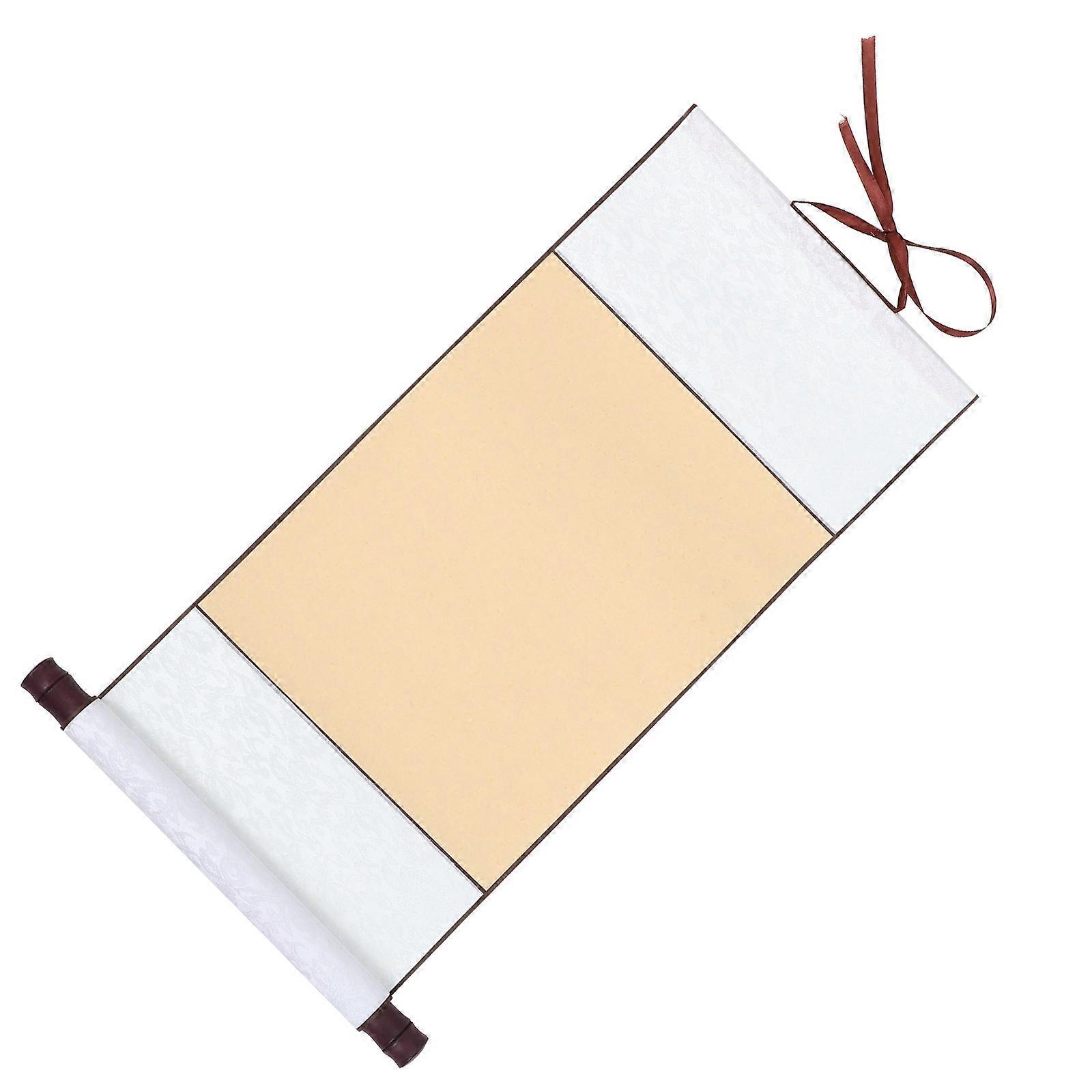 Blank Hanging Scroll Silk Brocade Chinese Calligraphy Accessory For Writing Educational Use 20.9×10.6×0.4in 1Pack