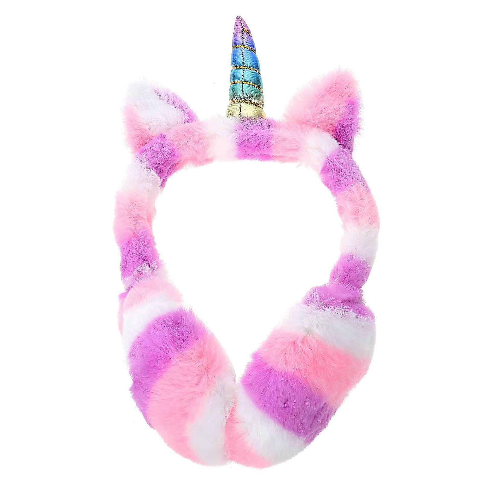 Unicorn Design Earmuff Warm Winter Ear Cover Plush Foldable Decorative Multi Color Size One Size Fits All