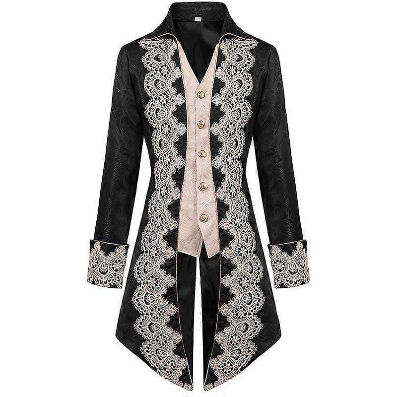 Herren Rokoko Viktorianischer Frack mit Spitzenbesatz Steampunk Kostümjacke