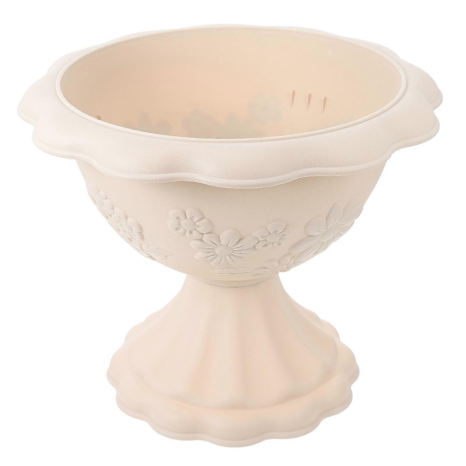 European Style Resin Flower Pot Beige Creative Decorative Plant Holder for Storage Use 1pc