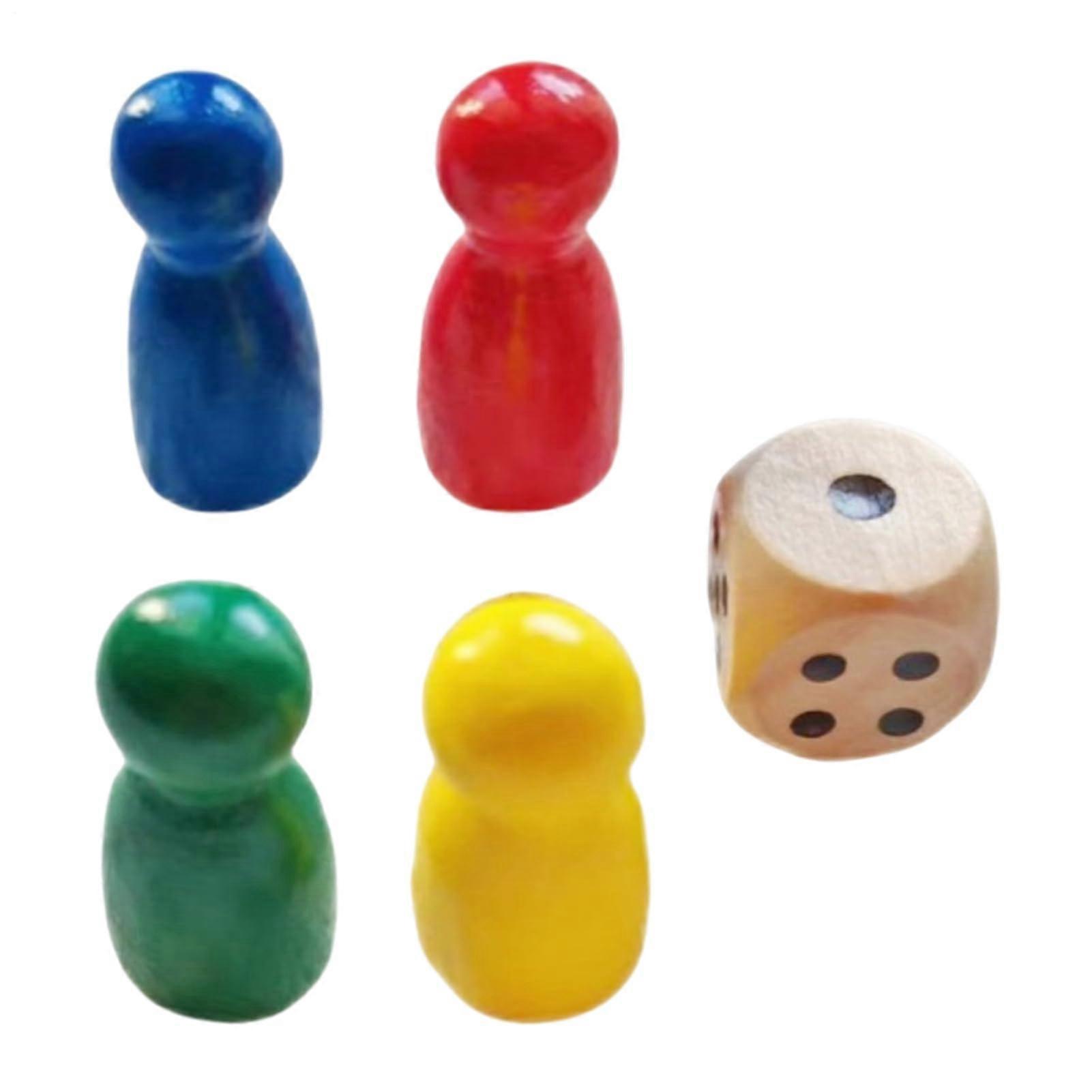 Chess Piece Game Tokens with 1 Die - Portable Multicolor Checkers Accessories for Game Night