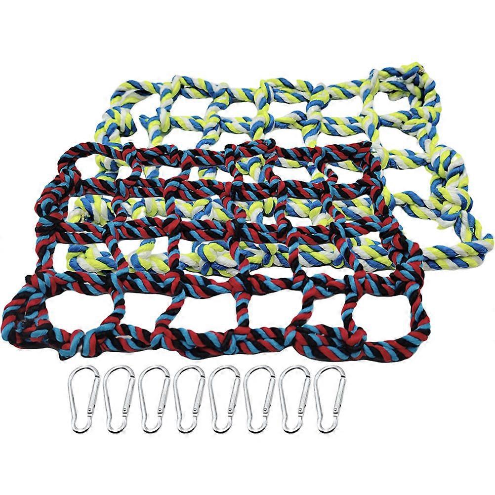 Parrot Climbing Net Durable Bite Resistant Bird Cage Swing with Colorful Blocks for Conures and Pet Birds Easy to Hang and Secure Stimulates Chewing